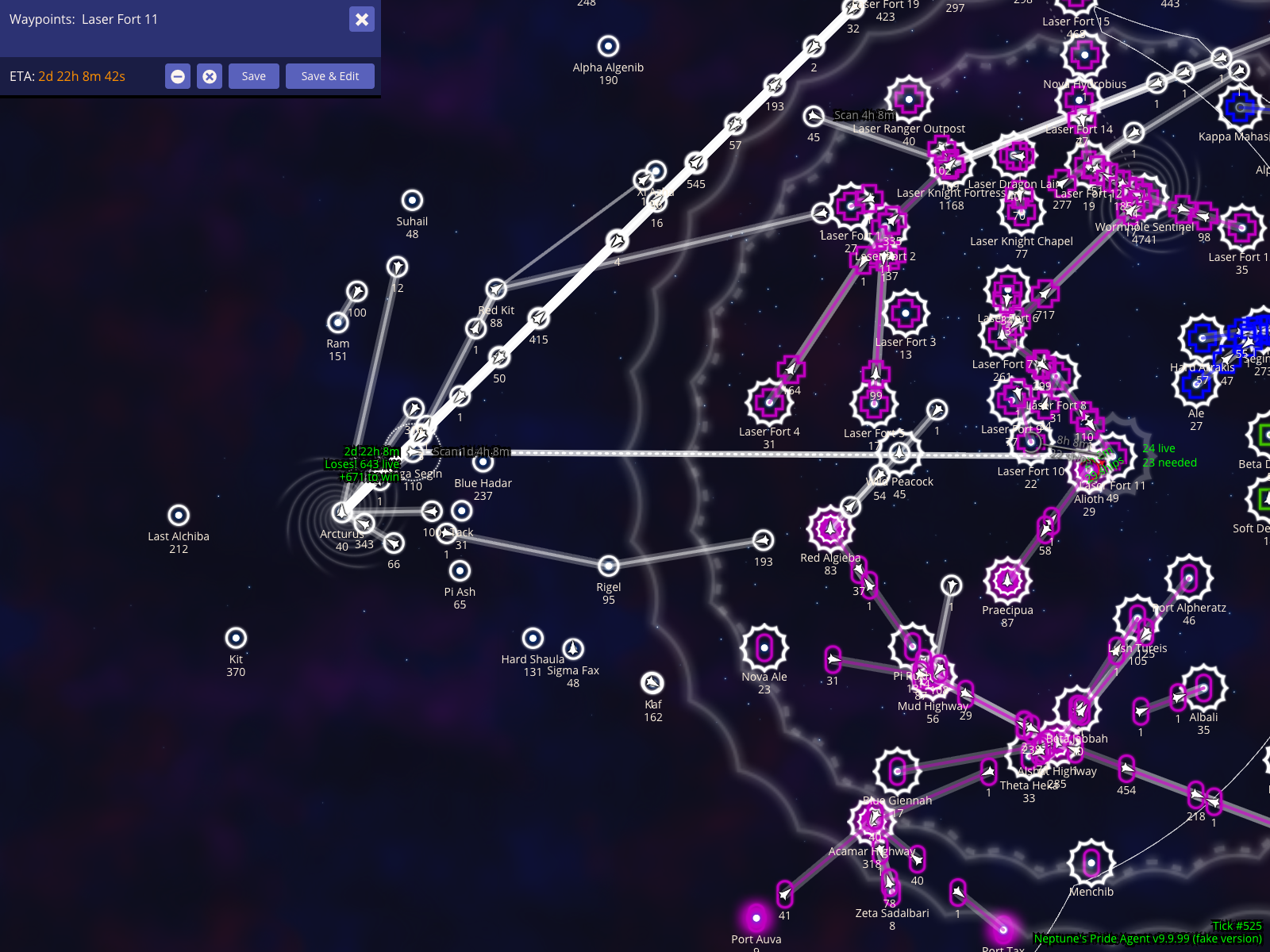 Measure scan ETA with a fake fleet route